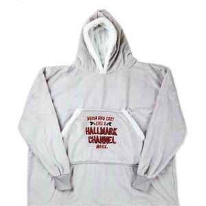 Hallmark Gray Hooded Sweater with Red Text